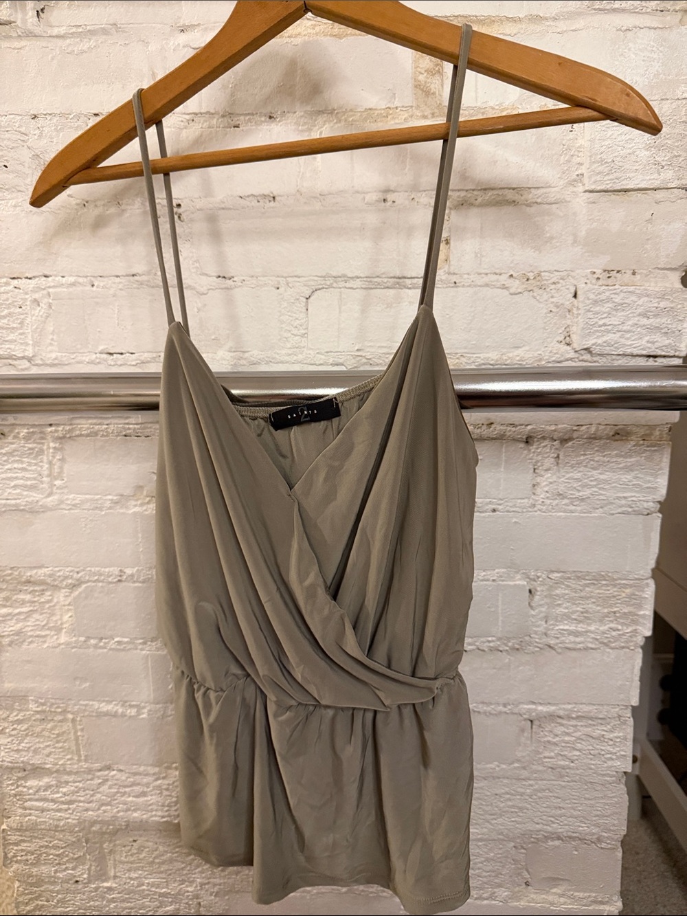 Strapless Draped V-Neck Tank Dress in Olive